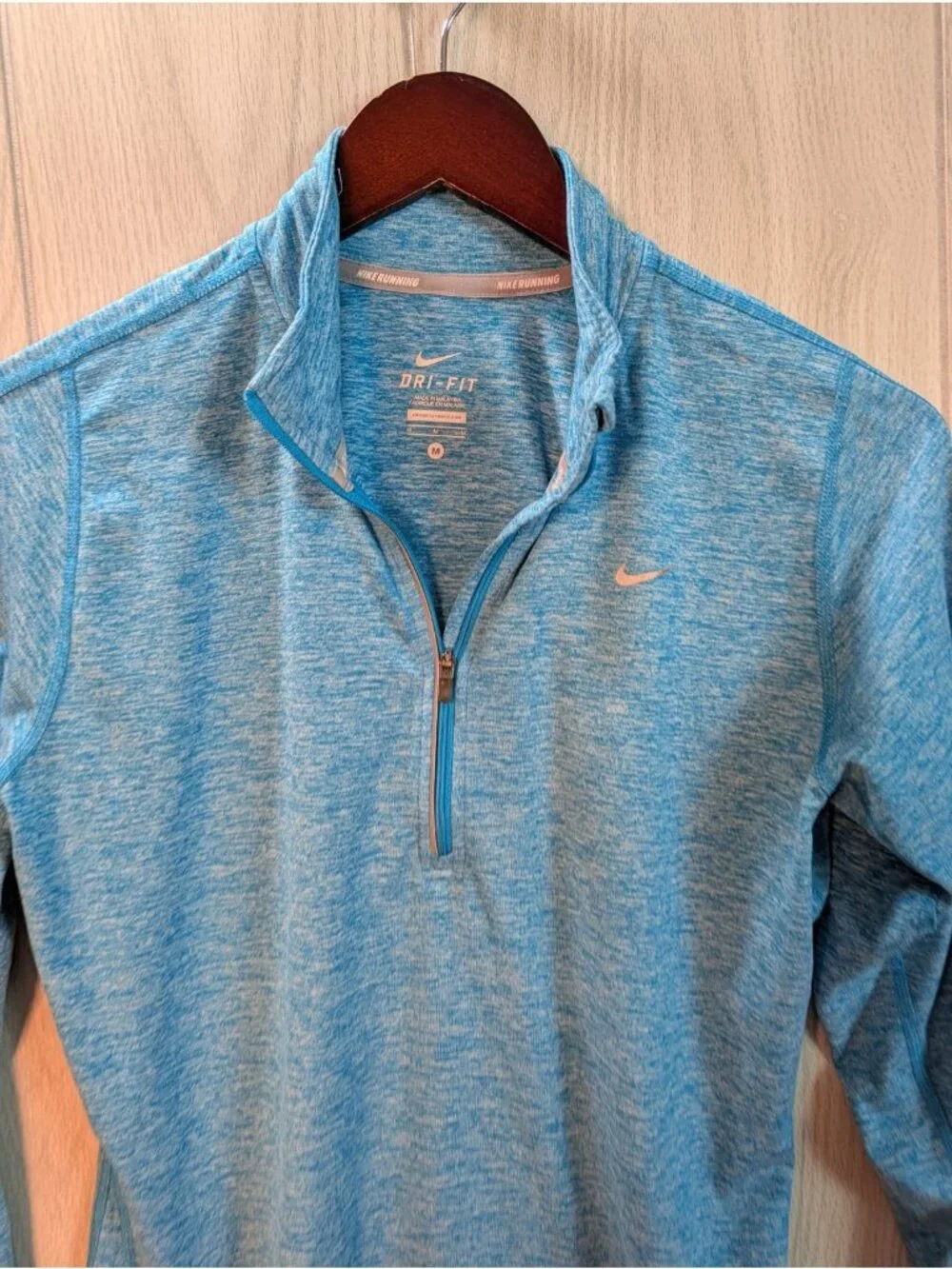 Nike Dri-FIT Quarter Zip Pullover Running Top Athletic Shirt  Size Medium Blue